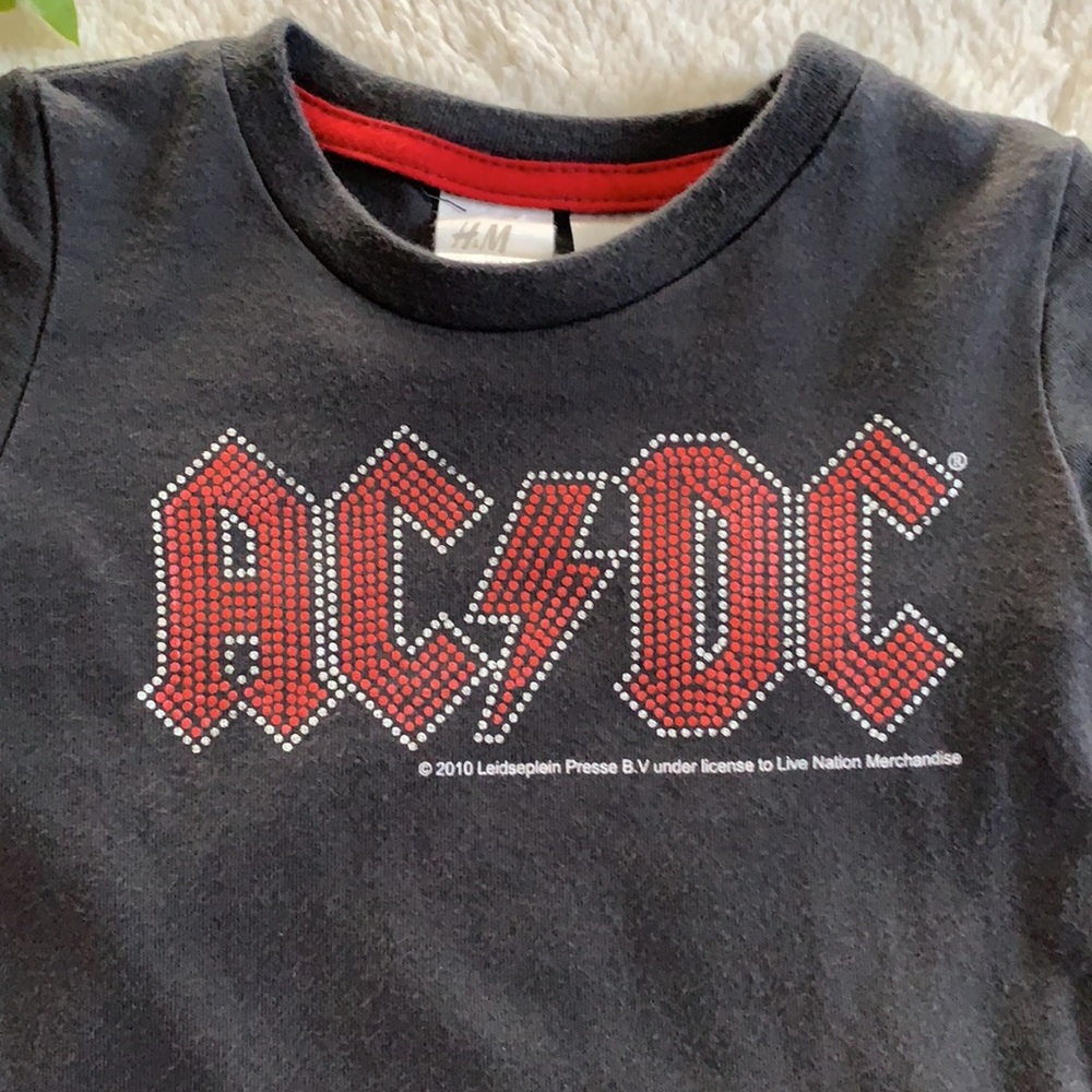 H&M Baby Boy AC/DC Top Shirt 4-6 mos. EUC Gray - Picture 3 of 7